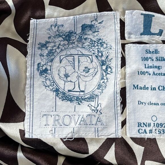 Anthro Trovata Rust/White Silk Double V-Neck Silk Lined Dress Sz L - Picture 3 of 6